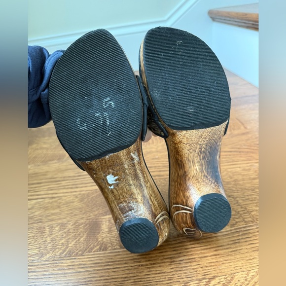 Carved Wooden Slides Clogs‎ Summer Shoes Wedges Heels Woven Retro Sandals 7.5 8 - Picture 5 of 11